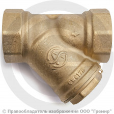 Фильтр сетчатый Y-образный латунный Ду-40 (1 1/2") Ру-20 ВР (ВН) (Т<150°С) под пломбу Aquasfera 4001