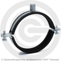 Хомут крепежный оцинкованный с резиновой прокладкой Ду-100 (Дн 107-112) (4") М8/М10 б/к Strongman