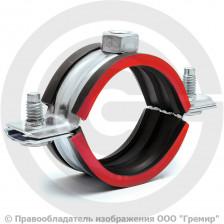 Хомут крепежный оцинкованный с резиновой прокладкой Ду-32 (Дн 38-43) (1 1/4") ±2мм М8 б/к