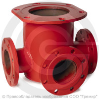 Тройник с пожарной подставкой фланцевый ППТФ стальной Ду 350-200 Ру-16 КЗСД