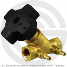 Клапан балансировочный ручной латунный муфтовый Ду-20 Ру-16 ВР (ВН) Kvs=6м3/ч с измерительными ниппелями MNT-R Ридан