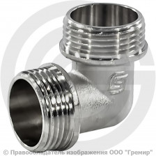 Уголок (угольник) латунный реборда НР (НАР) Ду-15 (1/2") никель SantechSystems