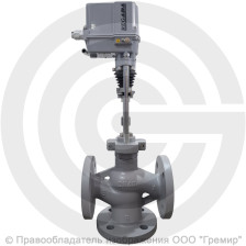 Клапан регулирующий трехходовой смесительный стальной фланцевый на пар Ду-25 Ру-25 Kvy=8м3/ч с электроприводом Regada ST mini 220В без датчика Энерготехномаш