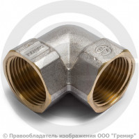 Уголок (угольник) латунный ВР (ВН) Ду-25 (1") никель Aquasfera