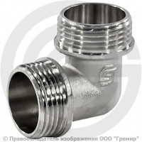 Уголок (угольник) латунный реборда НР (НАР) Ду-20 (3/4") никель SantechSystems