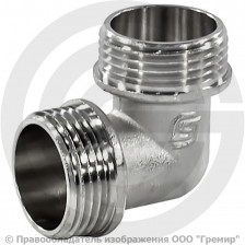 Уголок (угольник) латунный реборда НР (НАР) Ду-20 (3/4") никель SantechSystems