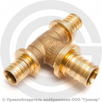 Тройник аксиальный бронзовый переходной для PE-X труб Дн 32-25-25 RAUTITAN PLATINUM RX Rehau