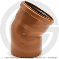 Отвод НПВХ (ПВХ) с раструбом коричневый Дн 315 30гр б/нап в/к Ostendorf KGB