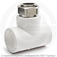 Тройник PP-R комбинированный белый с накидной гайкой Дн 20-1/2" Pro Aqua