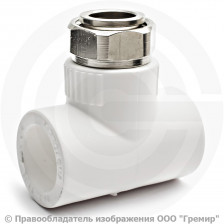 Тройник PP-R комбинированный белый с накидной гайкой Дн 20-1/2" Pro Aqua
